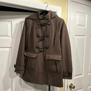 Well loved, great condition brown pea coat. Size Small.